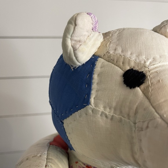 Vintage Handmade Patchwork Quilt Teddy Bear 10" Quilts Unlimited Floral Nursery - Picture 4 of 10